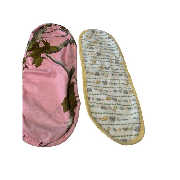 Lot of 3 Burp Cloths Baby Infant One Size Oval Shoulder Zoo Animal Pink Camo Str - Picture 3 of 3